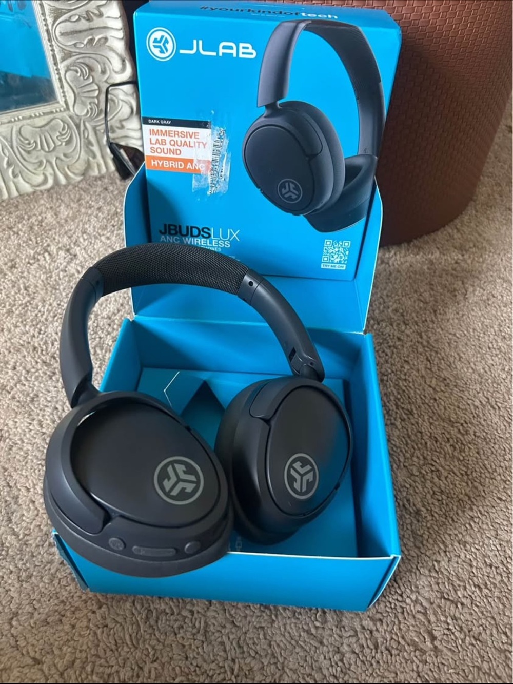 JLab JBuds Lux ANC Wireless Over-Ear Headphones, Graphite